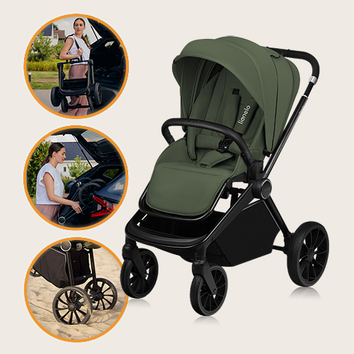 Lionelo Mika Plus 2w1 Green Olive — Wózek wielofunkcyjny